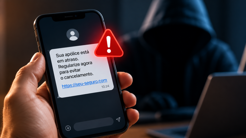 Os golpes digitais estão cada vez mais sofisticados, e criminosos podem utilizar indevidamente nomes de seguradoras, corretoras e outras empresas conhecidas para transmitir confiança e induzir clientes a realizar pagamentos ou fornecer informações pessoais.

Entre as práticas mais comuns estão o envio de boletos falsos, fornecimento de chaves PIX fraudulentas, cobranças de parcelas supostamente em atraso, oferta de serviços inexistentes e mensagens com links ou anexos suspeitos.
